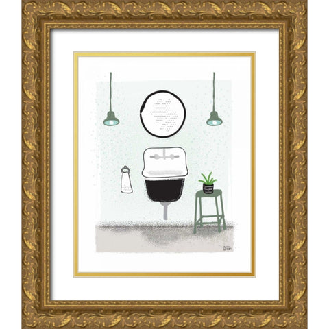 Sage Bath II Gold Ornate Wood Framed Art Print with Double Matting by Averinos, Melissa
