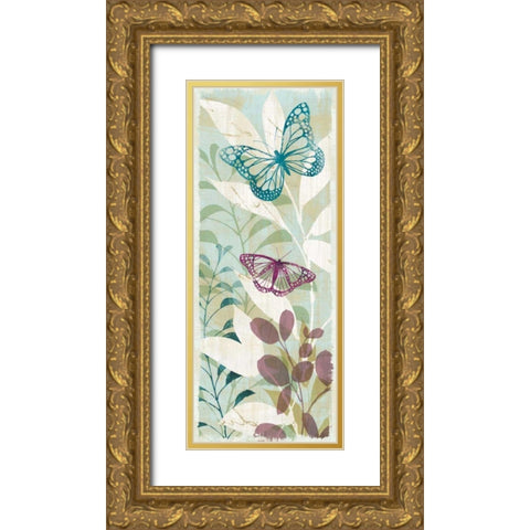 Fluttering Panel II Gold Ornate Wood Framed Art Print with Double Matting by Wild Apple Portfolio