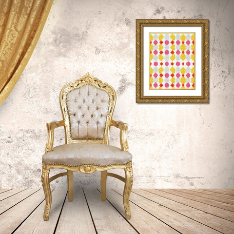 Watermark Yellow Pink I Gold Ornate Wood Framed Art Print with Double Matting by Green, Nancy
