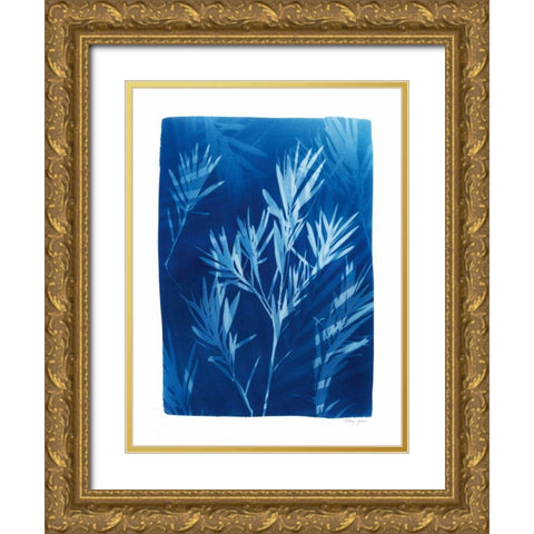 Cyanotype Tropical III Gold Ornate Wood Framed Art Print with Double Matting by Green, Nancy
