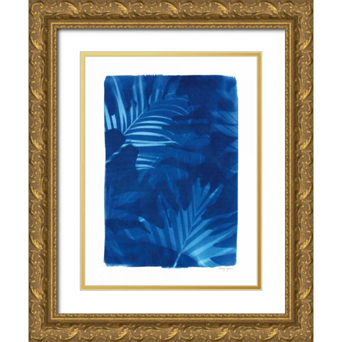 Cyanotype Tropical IV Gold Ornate Wood Framed Art Print with Double Matting by Green, Nancy