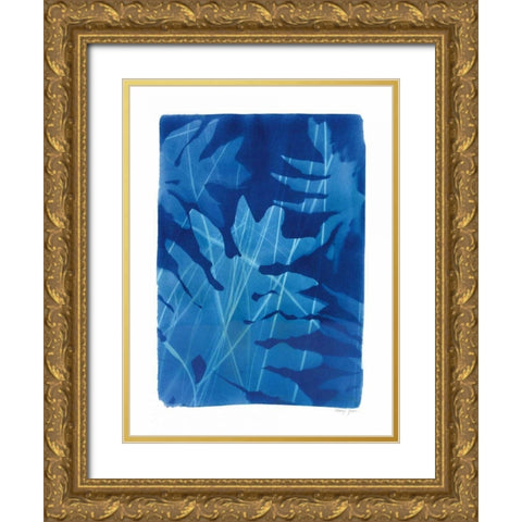 Cyanotype Tropical V Gold Ornate Wood Framed Art Print with Double Matting by Green, Nancy