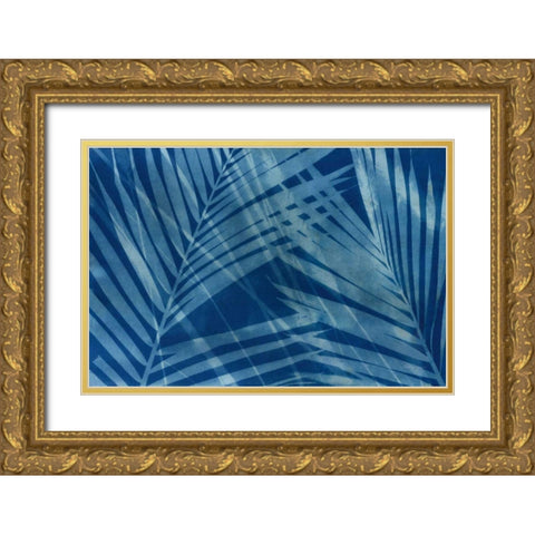 Cyanotype Tropical VIII Gold Ornate Wood Framed Art Print with Double Matting by Green, Nancy