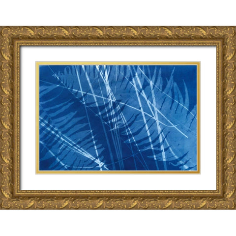 Cyanotype Tropical XI Gold Ornate Wood Framed Art Print with Double Matting by Green, Nancy