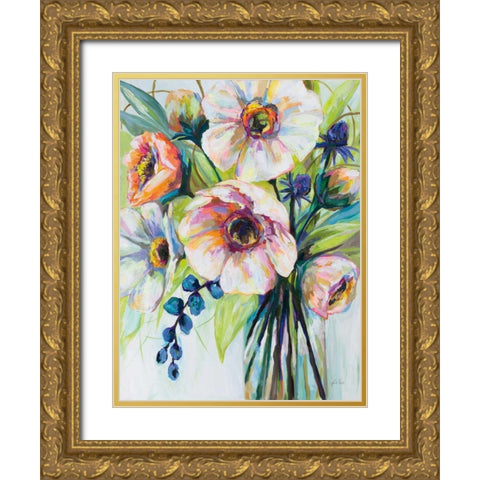 Pretty Poppies Gold Ornate Wood Framed Art Print with Double Matting by Vertentes, Jeanette