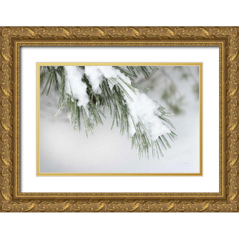 Snowy Bough Gold Ornate Wood Framed Art Print with Double Matting by Bradley, Felicity