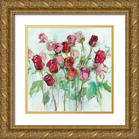 Wild Roses Bright Gold Ornate Wood Framed Art Print with Double Matting by Hageman, Marilyn