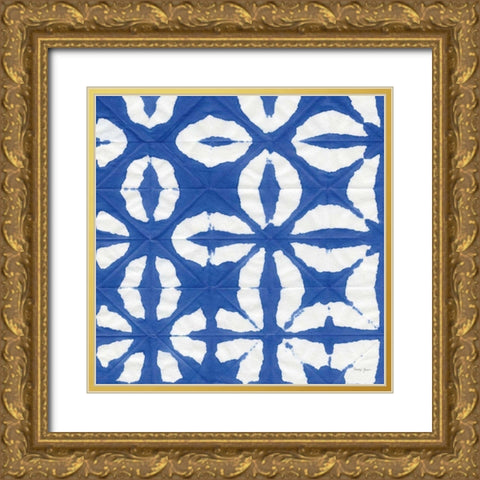 Aquarelle Blue Square I Gold Ornate Wood Framed Art Print with Double Matting by Green, Nancy