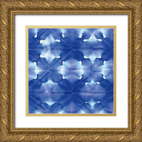 Aquarelle Blue Square III Gold Ornate Wood Framed Art Print with Double Matting by Green, Nancy