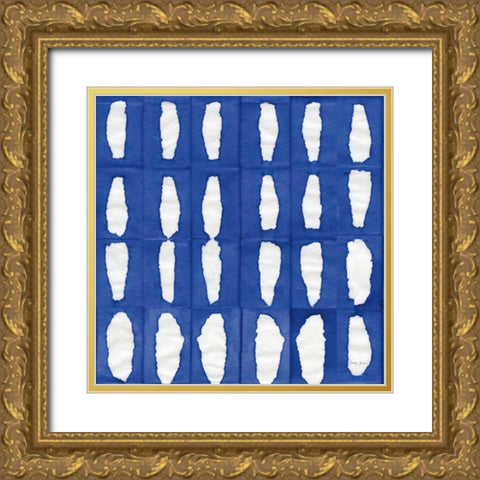 Aquarelle Blue Square VIII Gold Ornate Wood Framed Art Print with Double Matting by Green, Nancy