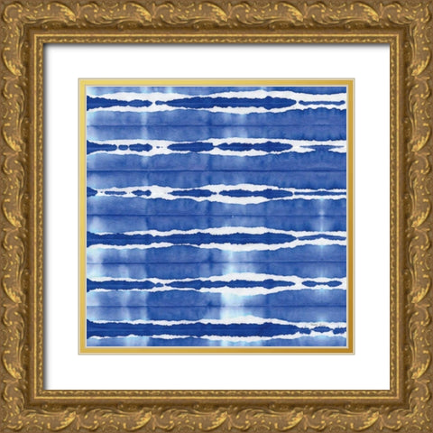 Aquarelle Blue Square XI Gold Ornate Wood Framed Art Print with Double Matting by Green, Nancy