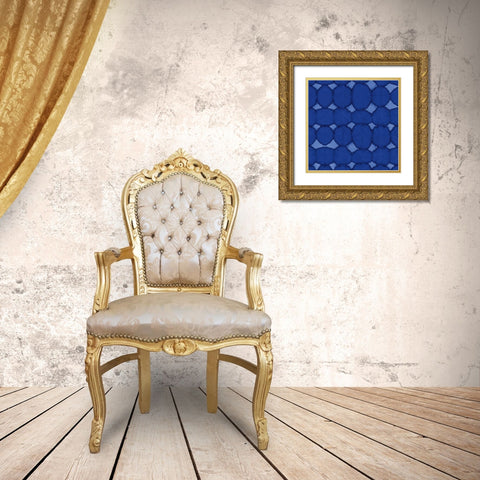 Aquarelle Blue Square XIII Gold Ornate Wood Framed Art Print with Double Matting by Green, Nancy