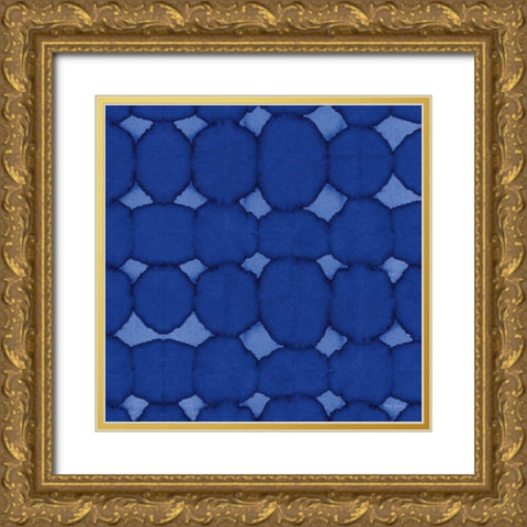 Aquarelle Blue Square XIII Gold Ornate Wood Framed Art Print with Double Matting by Green, Nancy