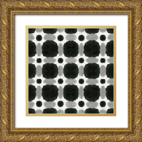 Aquarelle Black and White I Gold Ornate Wood Framed Art Print with Double Matting by Green, Nancy