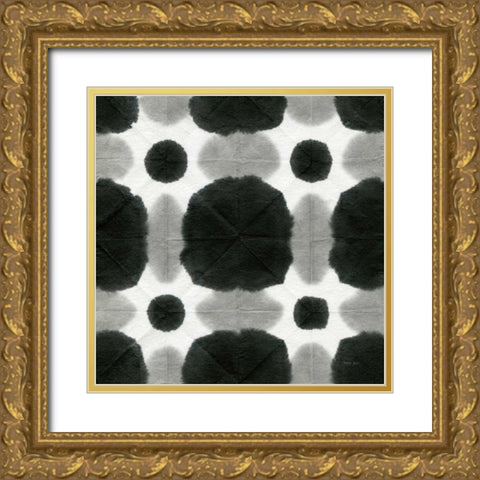 Aquarelle Black and White Square I Gold Ornate Wood Framed Art Print with Double Matting by Green, Nancy