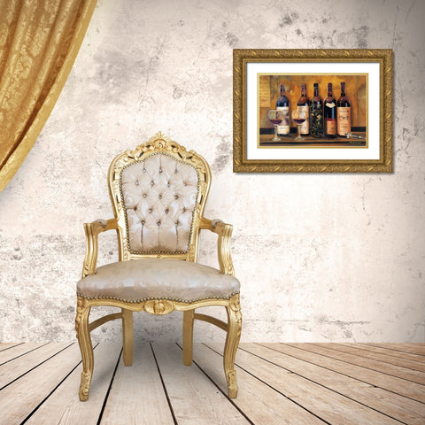 Cellar Reds Gold Ornate Wood Framed Art Print with Double Matting by Hageman, Marilyn