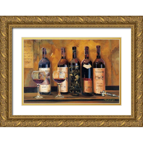 Cellar Reds Gold Ornate Wood Framed Art Print with Double Matting by Hageman, Marilyn