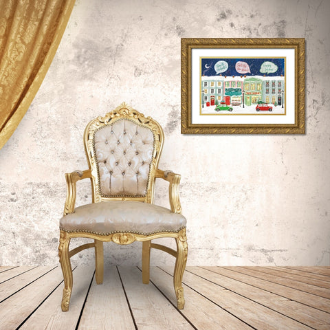 Hometown Holiday I Gold Ornate Wood Framed Art Print with Double Matting by Charron, Veronique