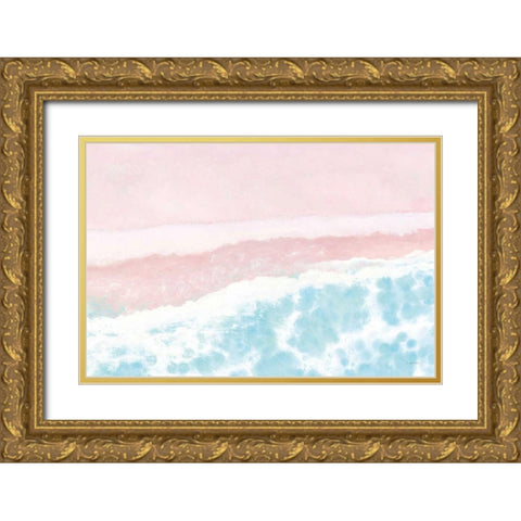 Sky Seaview I No Umbrellas Pink Gold Ornate Wood Framed Art Print with Double Matting by Wiens, James