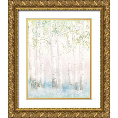 Soft Birches III Gold Ornate Wood Framed Art Print with Double Matting by Wiens, James