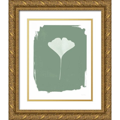 Nature by the Lake Gingko I Green Gold Ornate Wood Framed Art Print with Double Matting by Rhue, Piper