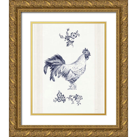 Summer Chickens I Gold Ornate Wood Framed Art Print with Double Matting by Nai, Danhui