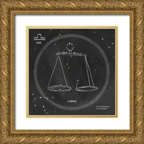 Night Sky Libra v2 Gold Ornate Wood Framed Art Print with Double Matting by Miller, Sara Zieve