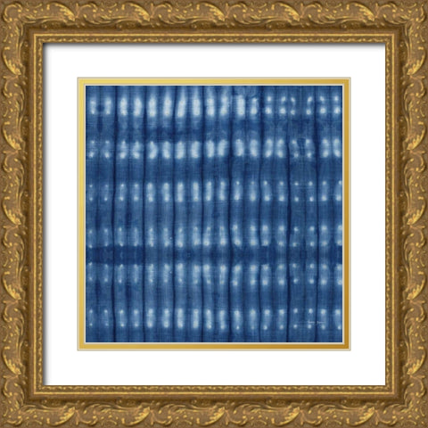 Shibori Square II Gold Ornate Wood Framed Art Print with Double Matting by Green, Nancy