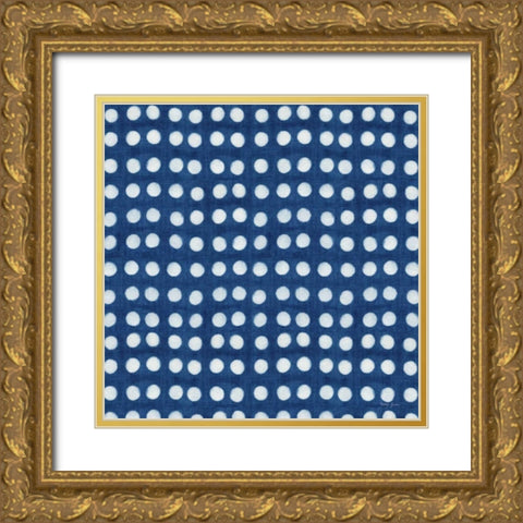 Shibori Square III Gold Ornate Wood Framed Art Print with Double Matting by Green, Nancy