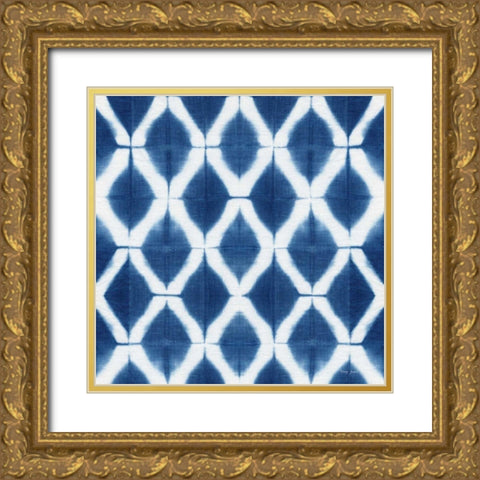 Shibori Square V Gold Ornate Wood Framed Art Print with Double Matting by Green, Nancy