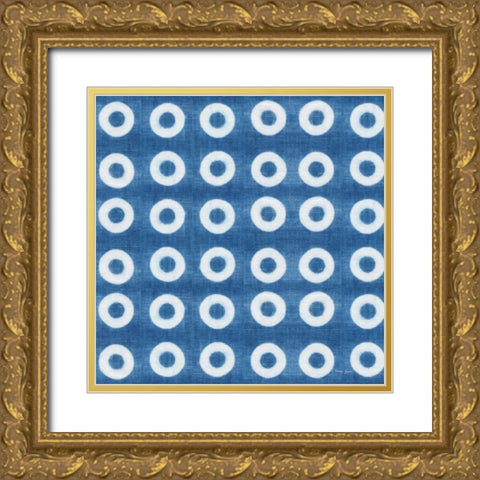 Shibori Square VII Gold Ornate Wood Framed Art Print with Double Matting by Green, Nancy