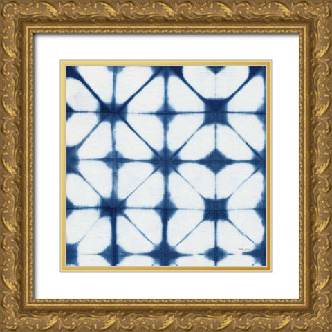 Shibori Square VIII Gold Ornate Wood Framed Art Print with Double Matting by Green, Nancy