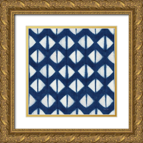 Shibori Square X Gold Ornate Wood Framed Art Print with Double Matting by Green, Nancy
