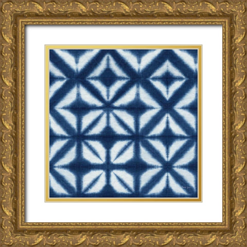 Shibori Square XII Gold Ornate Wood Framed Art Print with Double Matting by Green, Nancy