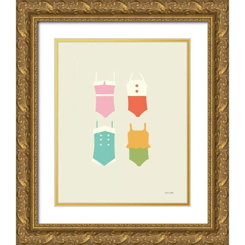 Summer Bathing Suits Gold Ornate Wood Framed Art Print with Double Matting by Kelle, Ann