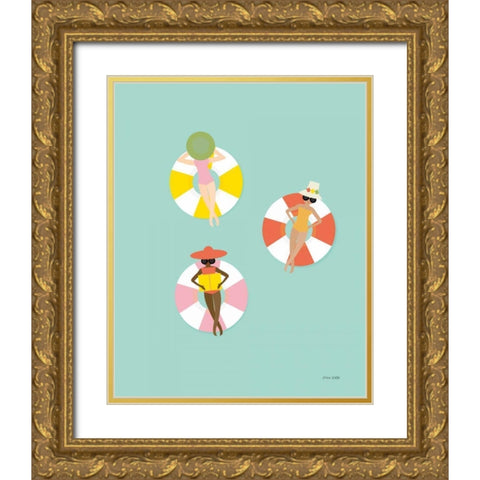 Floating in the Pool Gold Ornate Wood Framed Art Print with Double Matting by Kelle, Ann