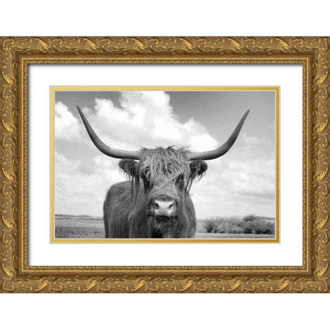 On the Ranch IV BW Gold Ornate Wood Framed Art Print with Double Matting by Eichman, Andre