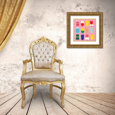 Bathing Suits Galore Gold Ornate Wood Framed Art Print with Double Matting by Kelle, Ann