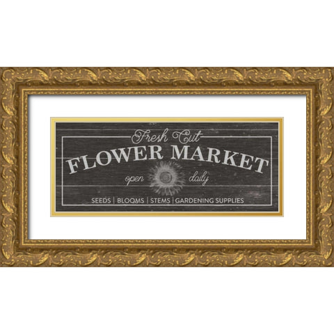 Flower Market I Dark Wood Gold Ornate Wood Framed Art Print with Double Matting by Wild Apple Portfolio
