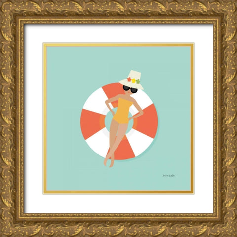 Floating in the Pool Tube II Gold Ornate Wood Framed Art Print with Double Matting by Kelle, Ann