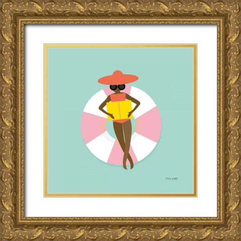 Floating in the Pool Tube III Gold Ornate Wood Framed Art Print with Double Matting by Kelle, Ann