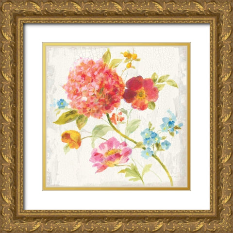 Full Bloom IV Gold Ornate Wood Framed Art Print with Double Matting by Nai, Danhui