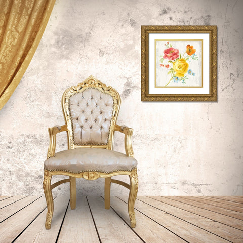 Full Bloom V Gold Ornate Wood Framed Art Print with Double Matting by Nai, Danhui