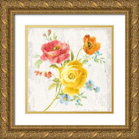 Full Bloom V Gold Ornate Wood Framed Art Print with Double Matting by Nai, Danhui