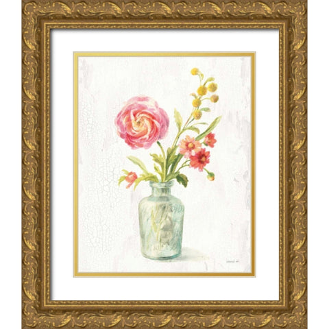 Full Bloom VII Gold Ornate Wood Framed Art Print with Double Matting by Nai, Danhui