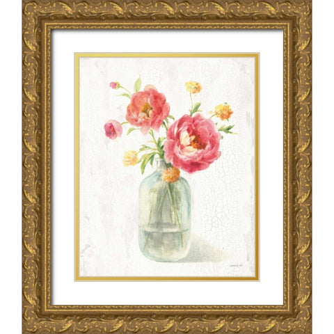 Full Bloom VIII Gold Ornate Wood Framed Art Print with Double Matting by Nai, Danhui