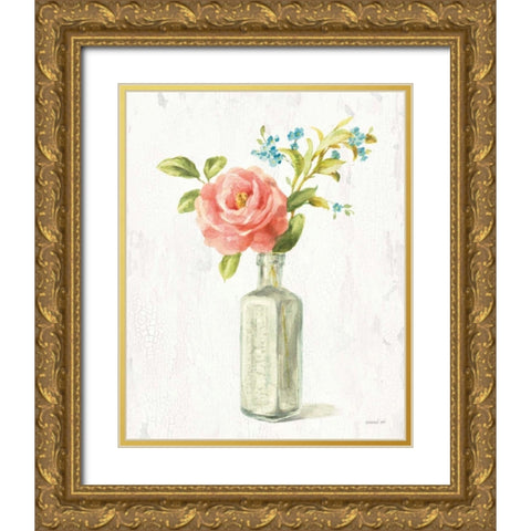 Full Bloom IX Gold Ornate Wood Framed Art Print with Double Matting by Nai, Danhui