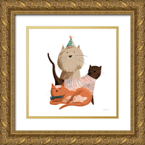 Picnic Pets Cats II Gold Ornate Wood Framed Art Print with Double Matting by Thorns, Becky