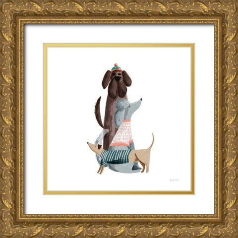 Picnic Pets Dogs II Gold Ornate Wood Framed Art Print with Double Matting by Thorns, Becky