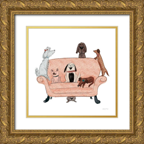 Playful Pets Dogs I Gold Ornate Wood Framed Art Print with Double Matting by Thorns, Becky